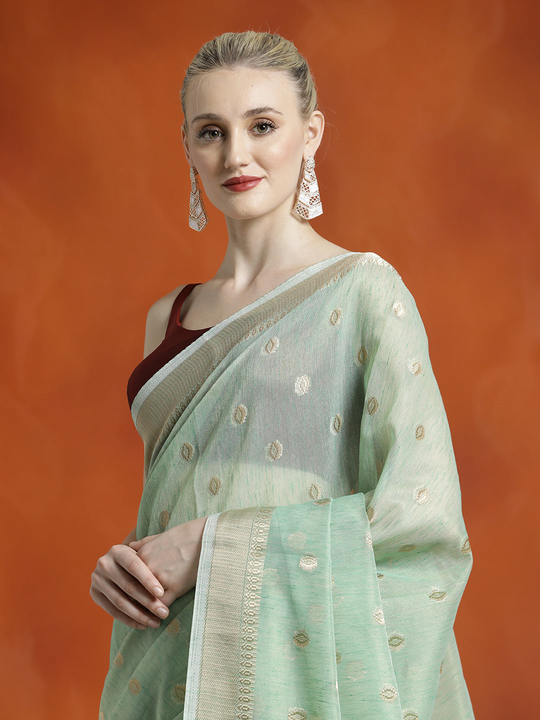 Green Zari Woven Banarasi Organza Saree