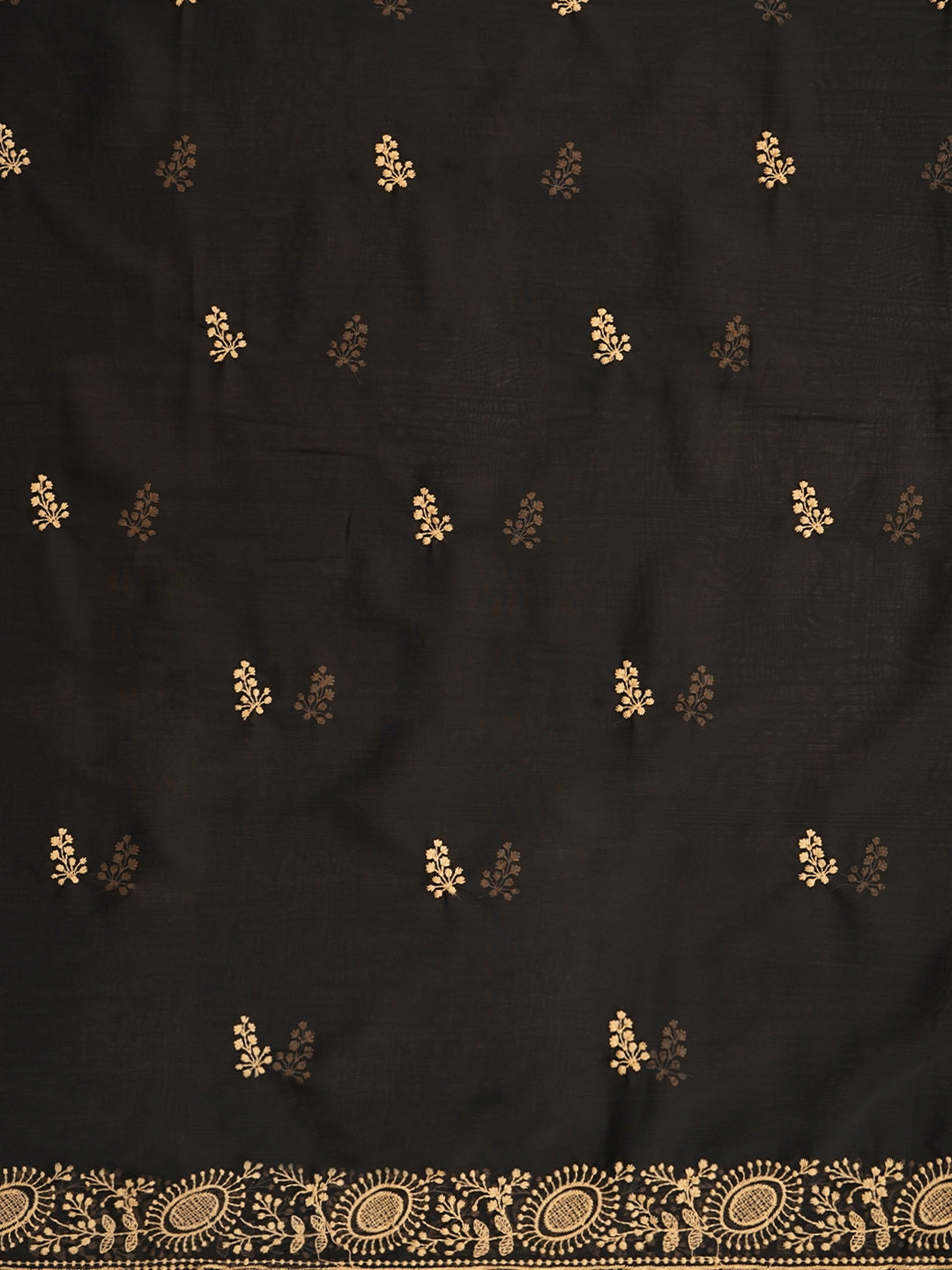 Black Embroidered Silk Georgette Dress Material with Dupatta