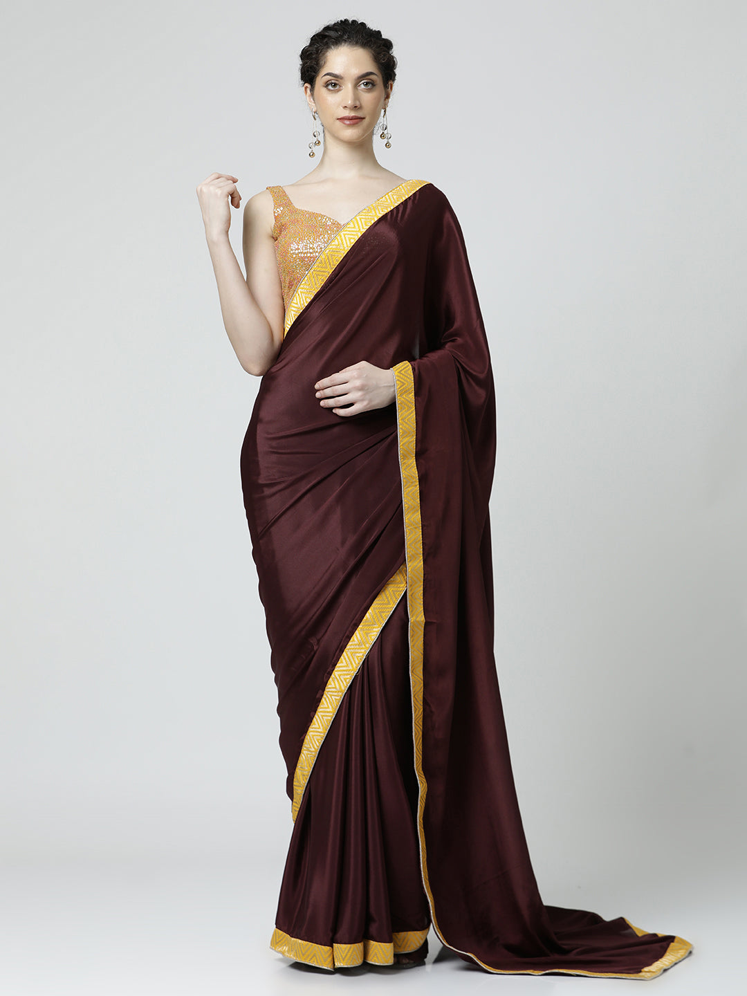 Woven Design Satin Maroon Saree