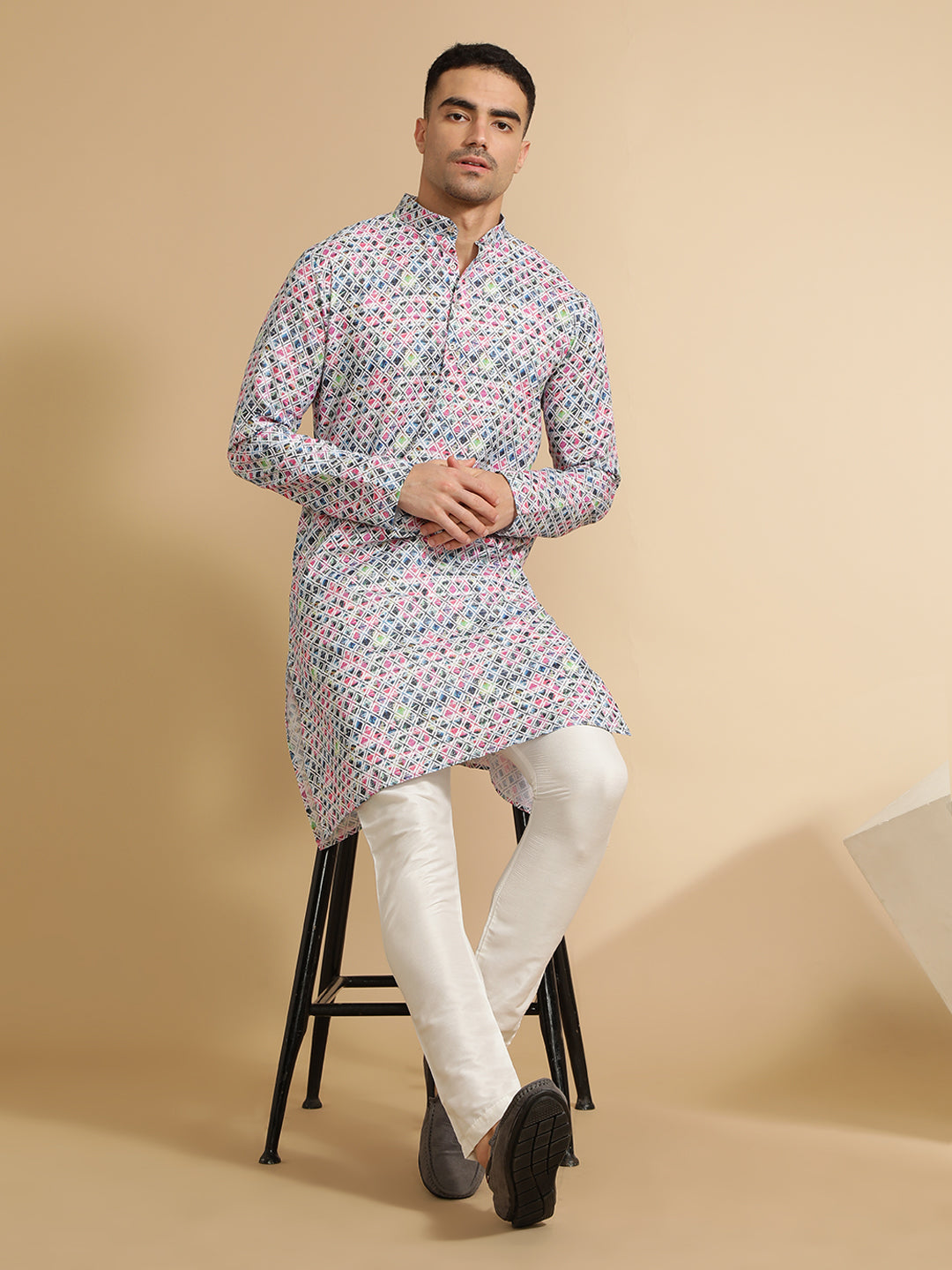 Ethnic Printed Cotton Kurta for Men