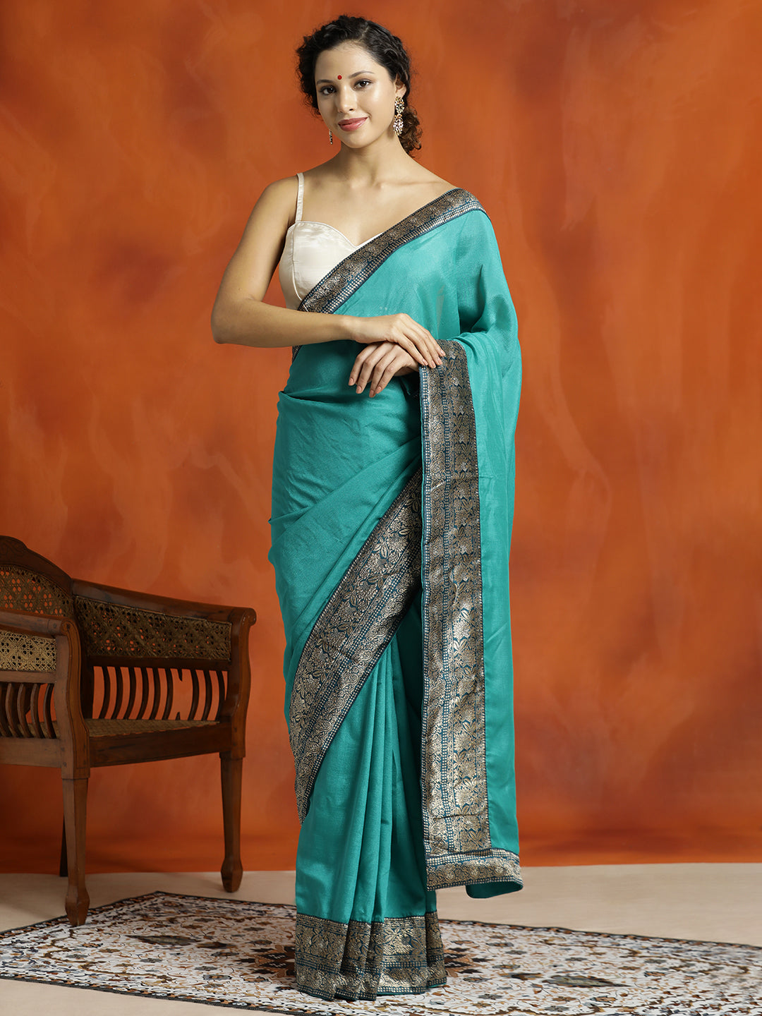 Sea Green Silk Banarasi Zari Woven Saree