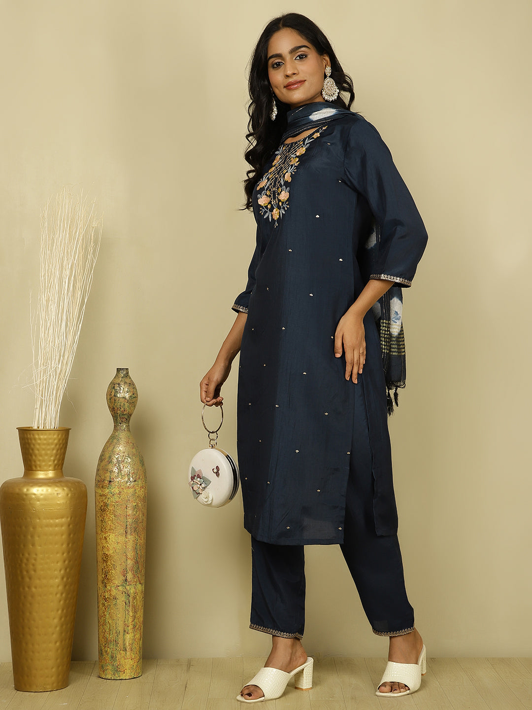 Resham Floral Embroidered Festive Suit Set