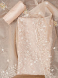 Rose Gold Cotton Lucknowi Embroidered Dress Material with Dupatta