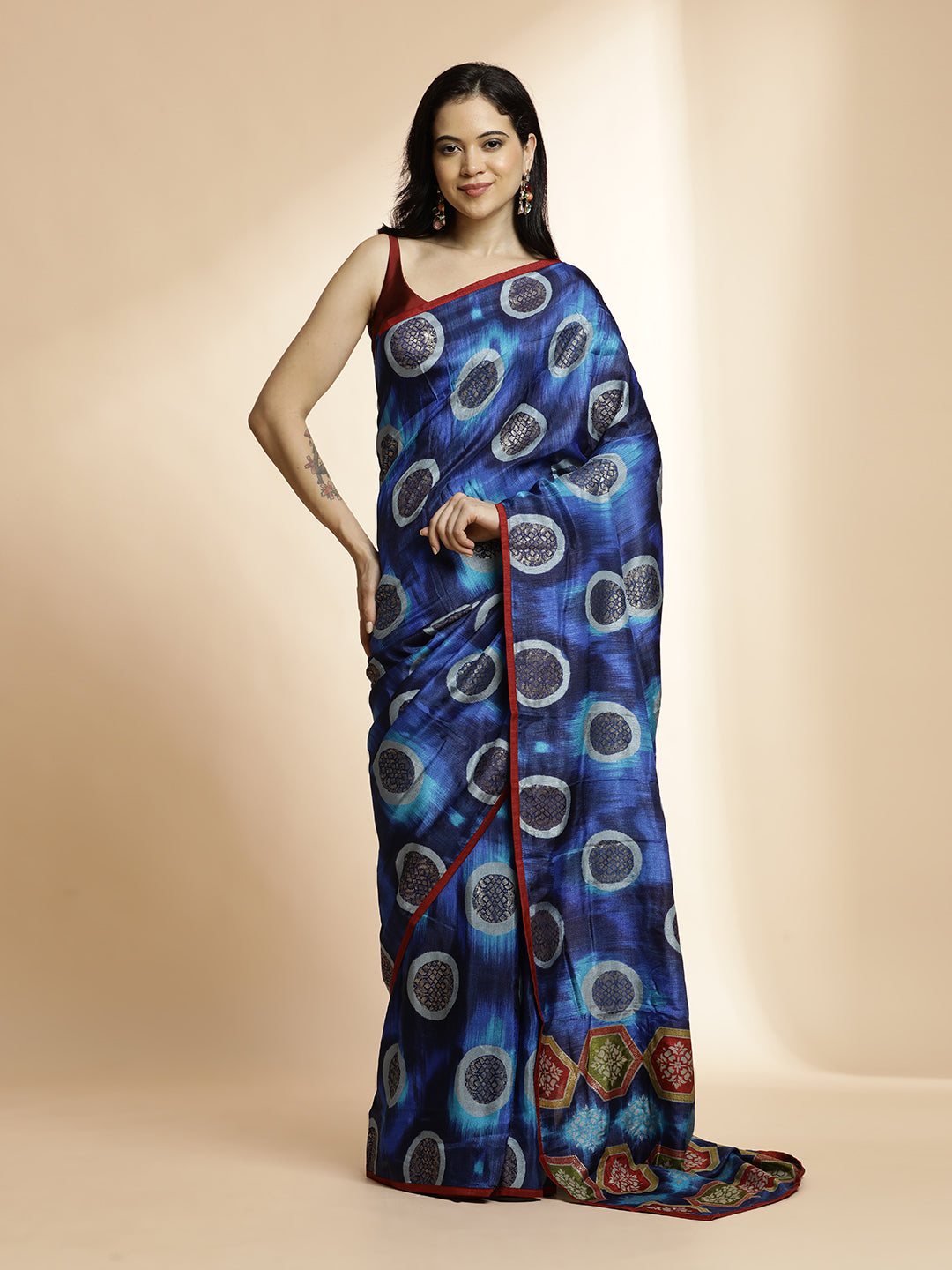 Blue Art Silk Foil Printed Daily Wear Saree