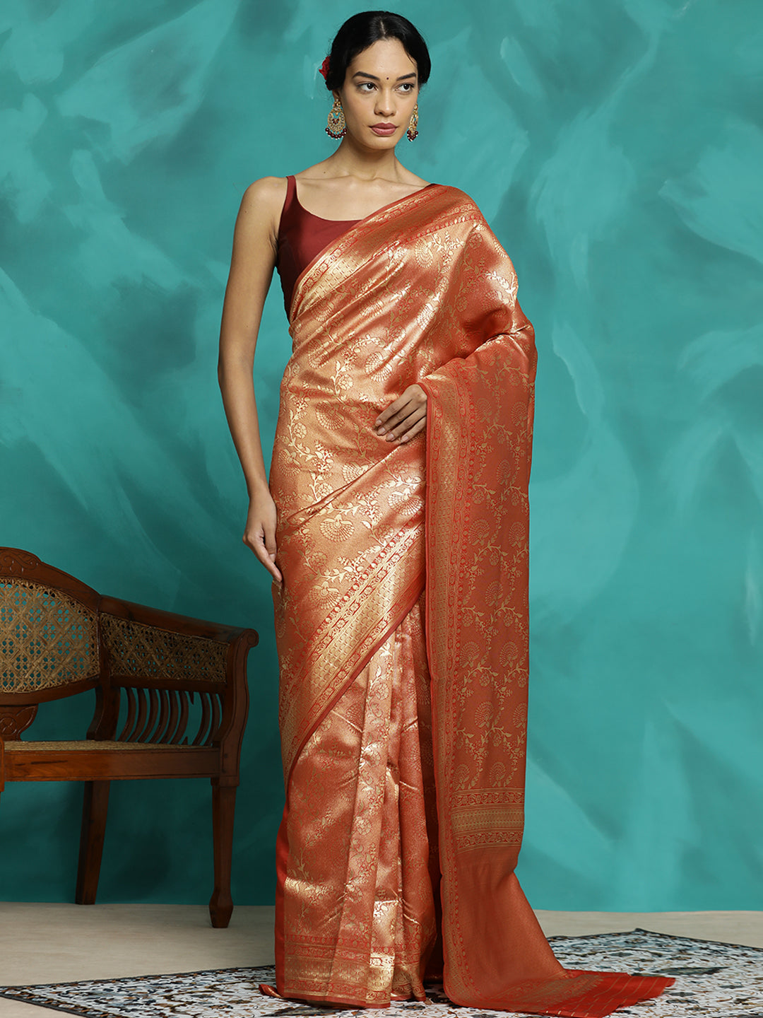 Zari Woven Design Red Banarasi Saree