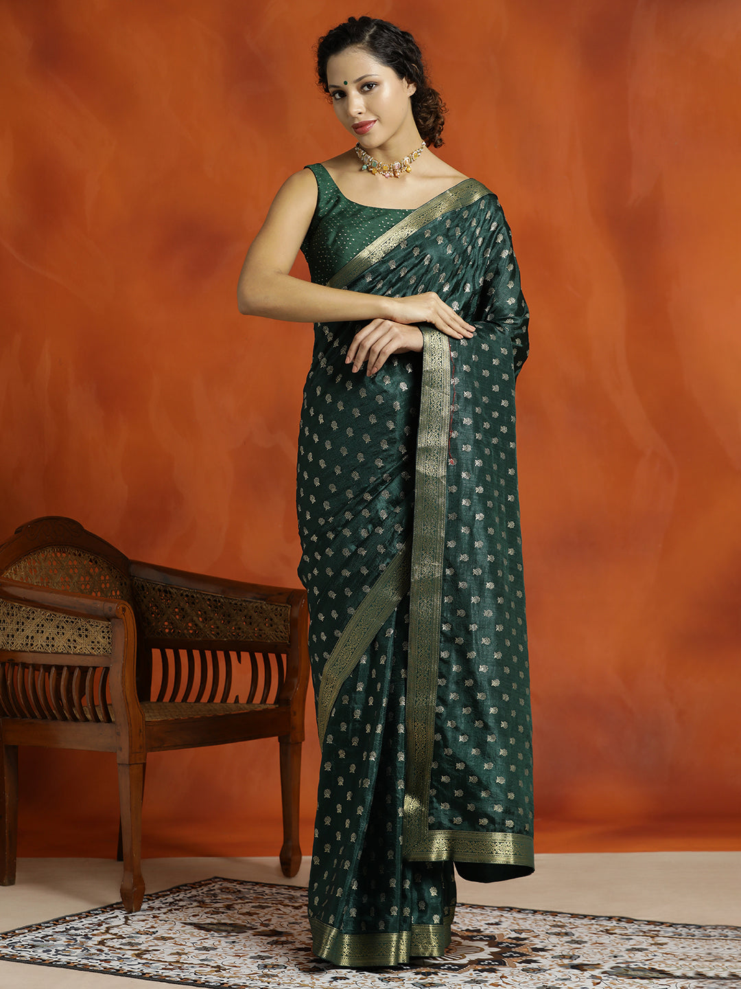 Mehandi Green Silk Banarasi Zari Woven Saree