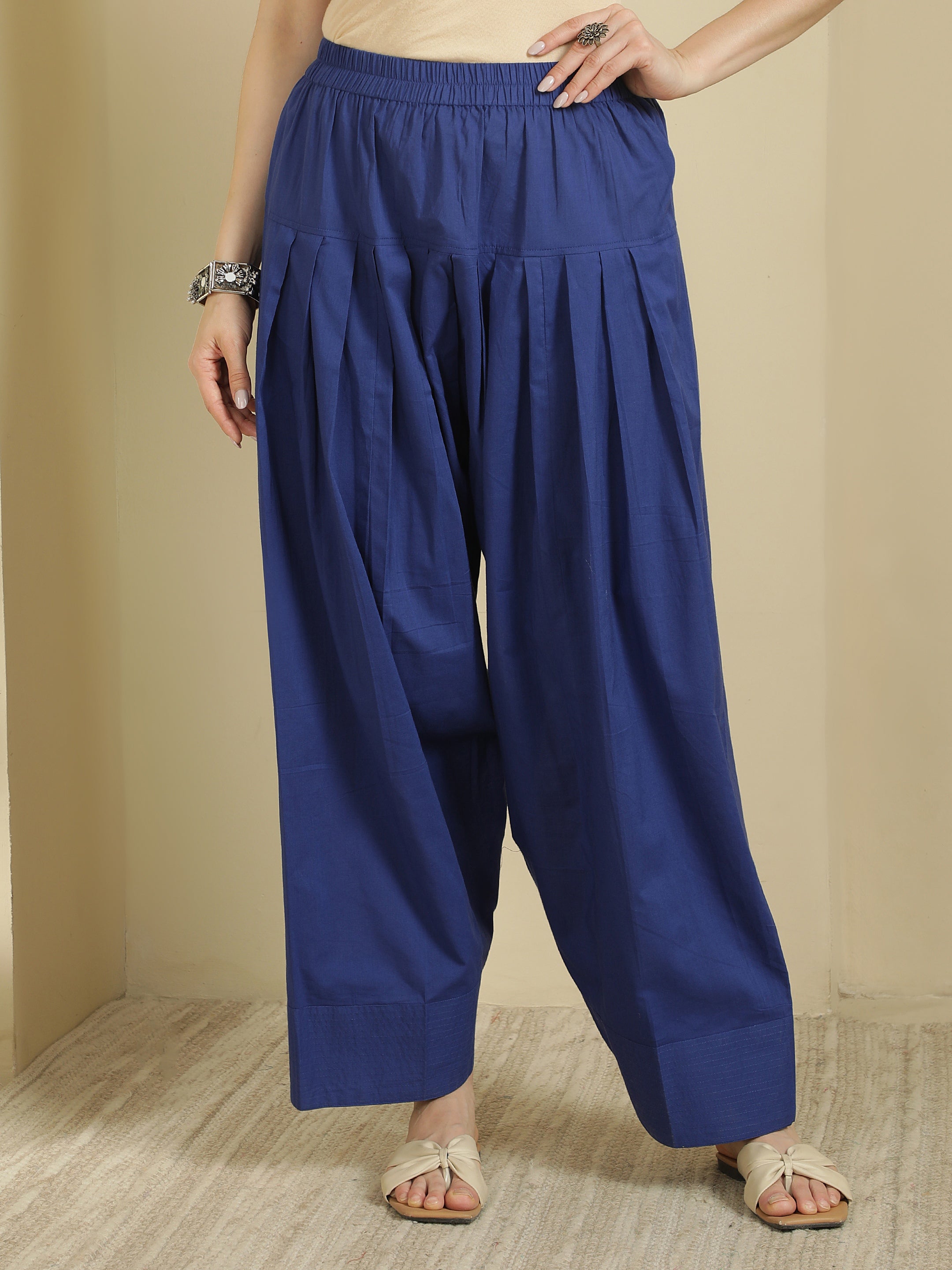 Women solid Loose fit cotton Farsi Salwar