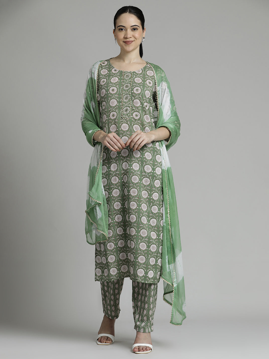 Ethnic Floral Printed Pure Cotton Suit Set