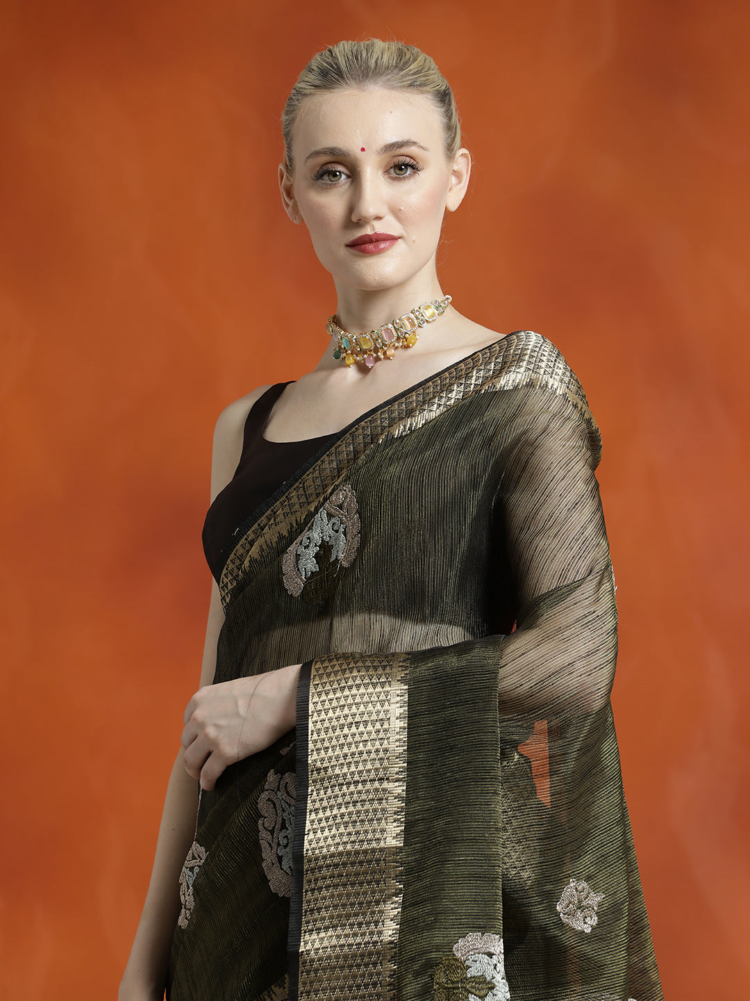 Zari Woven Party Wear Organza Saree