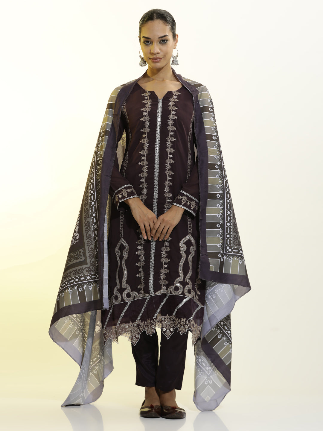 Festive Embroidered Georgette Kurta Set With Dupatta