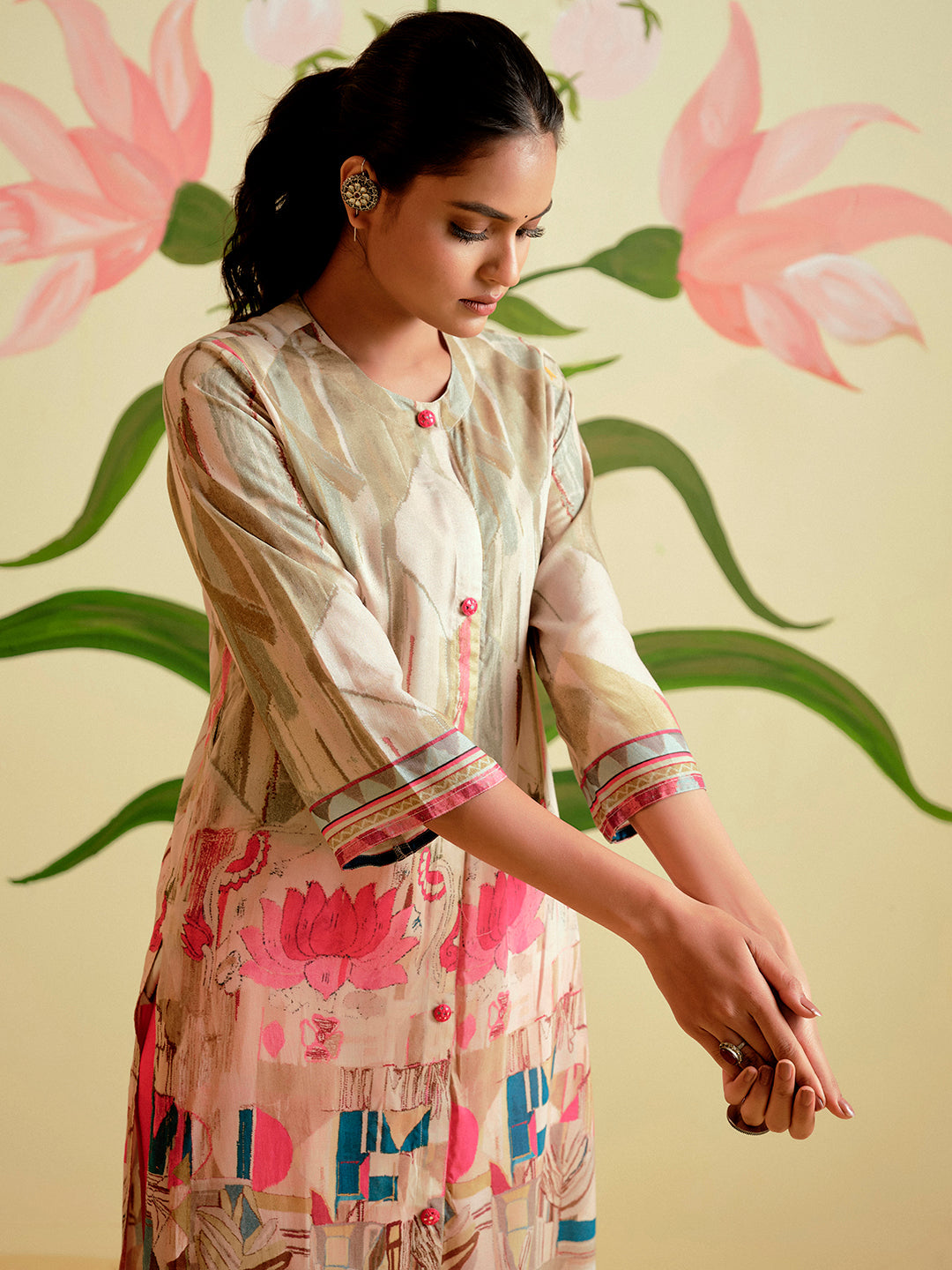 Embroidered Straight Kurta & Trousers Sets