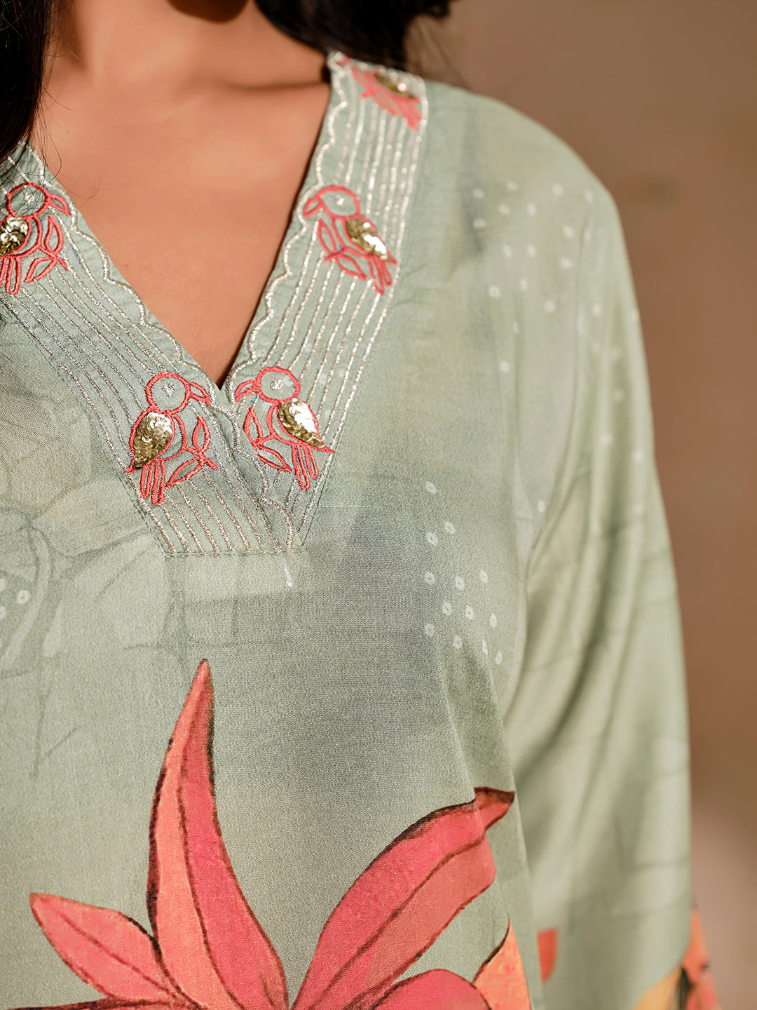 Embroidered Straight Kurta & Trousers Sets