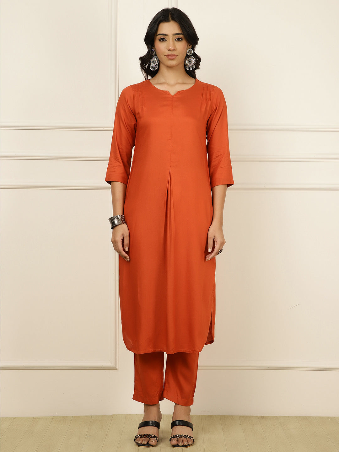 Solid Straight Kurta & Trousers Sets