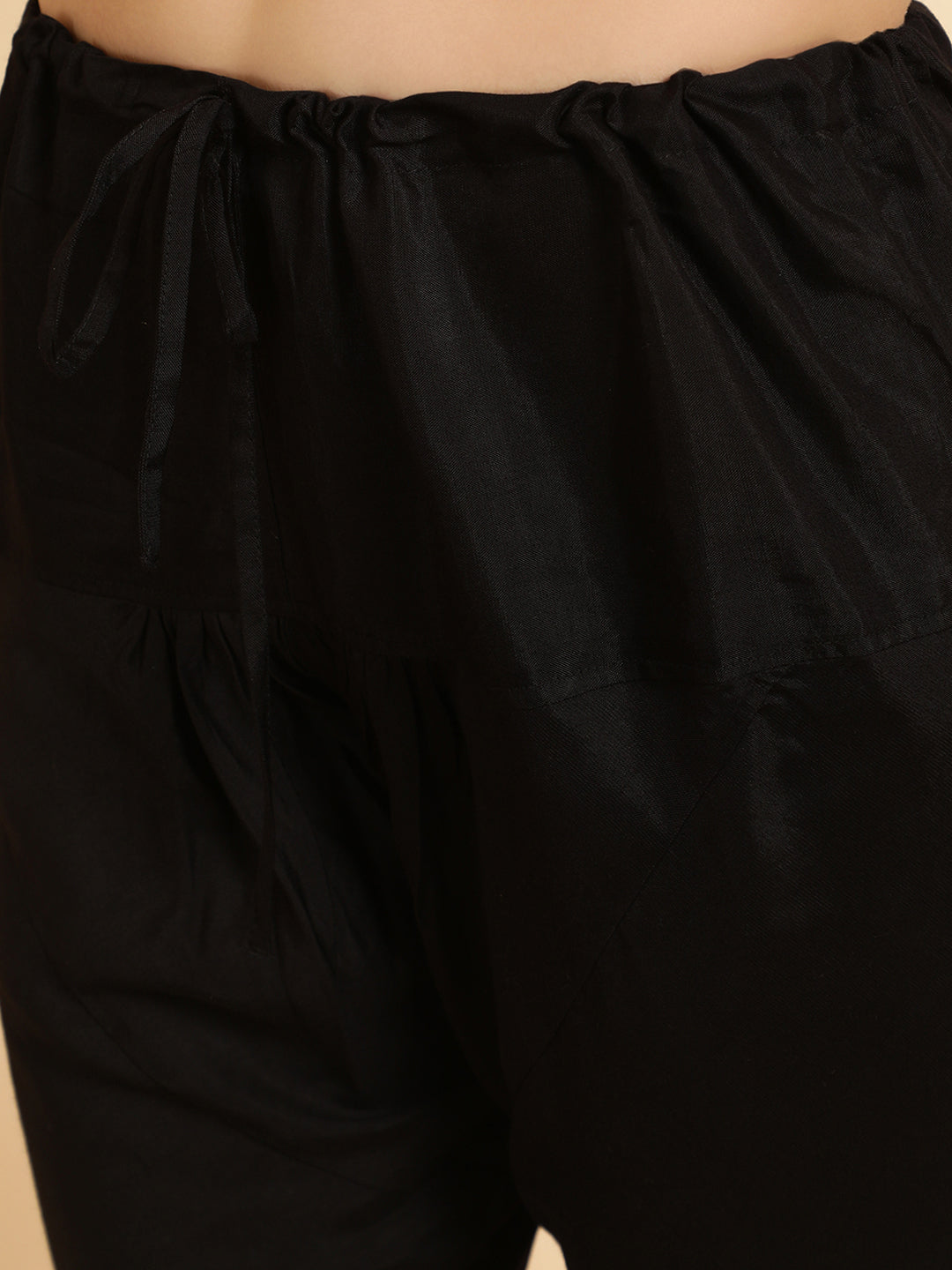 Floral Embroidered A-Line Chinon Kurta & Trousers Sets