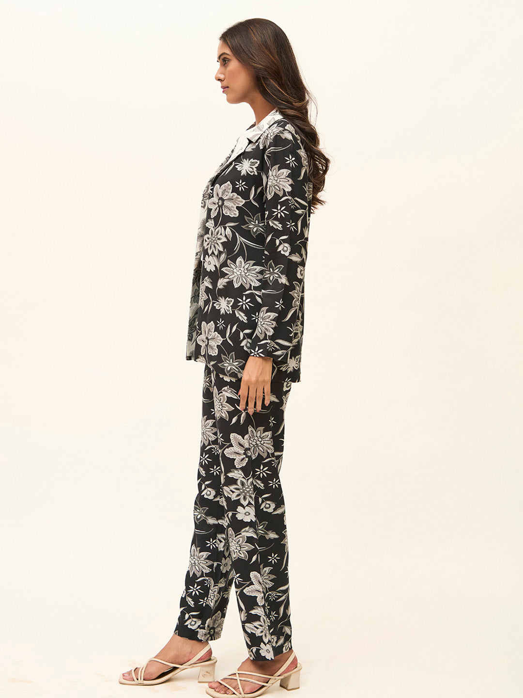 Black Floral Printed Cotton Co-ord Set