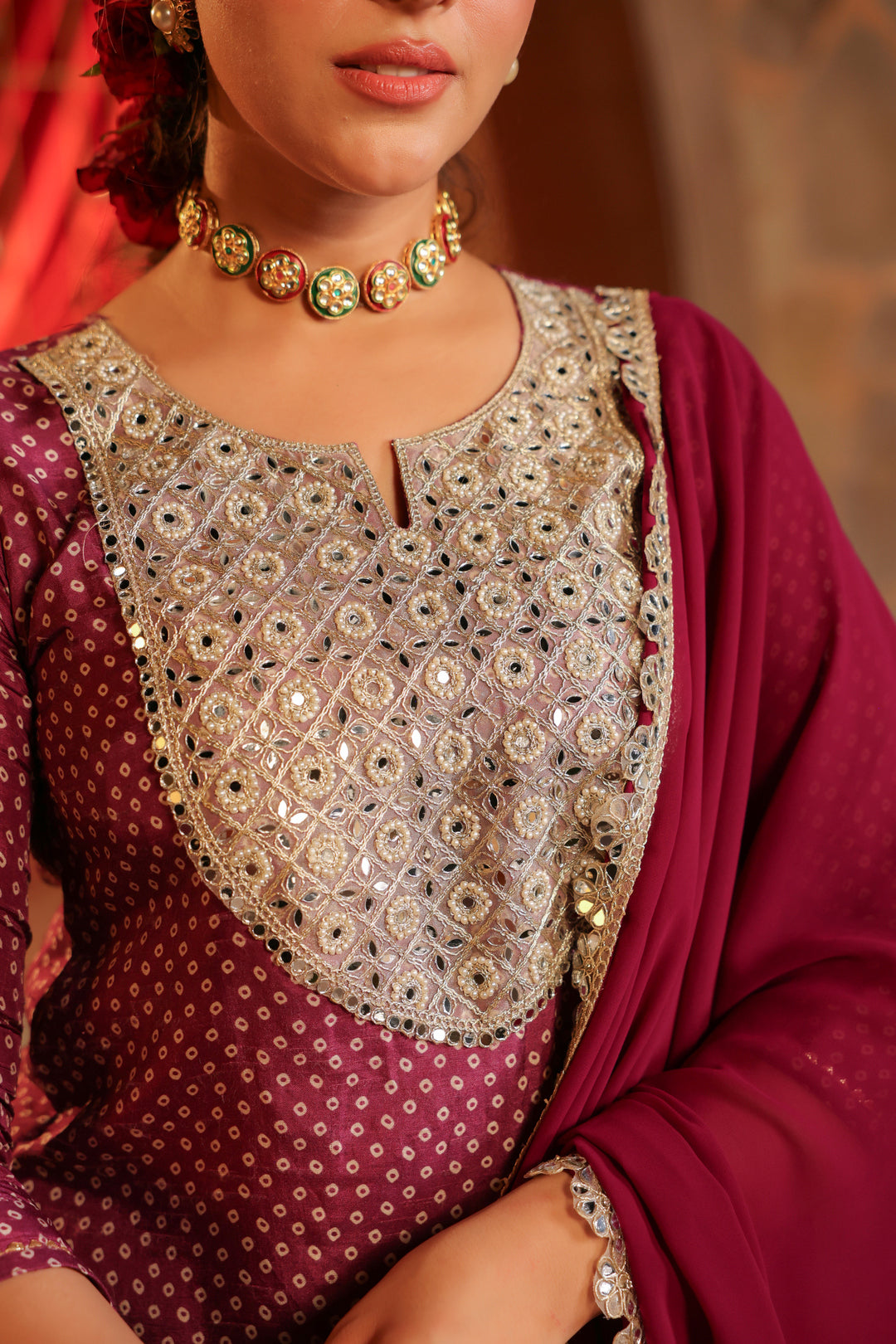 Floral Embroidered Straight Dola Silk Kurta & Sharara Sets