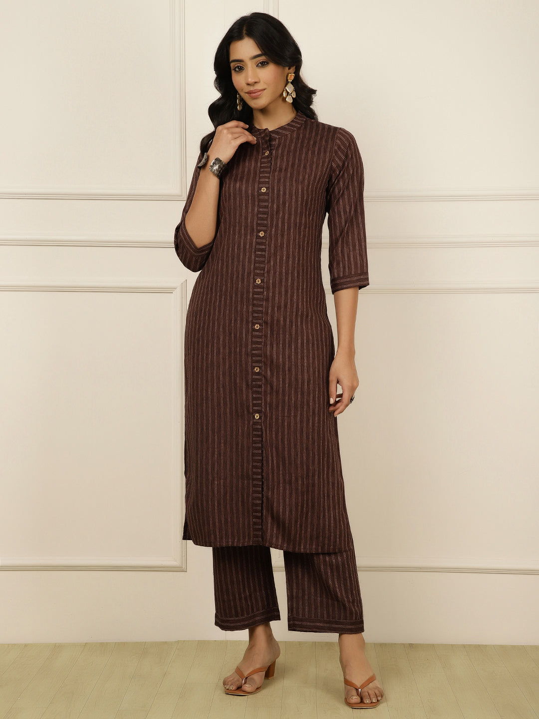 Self-Design Straight Kurta With Palazzo