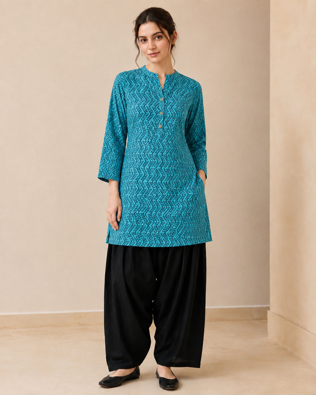 Floral Printed Straight Pure Cotton Kurta & Salwar Sets