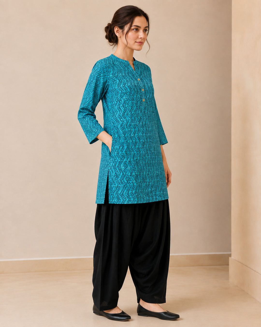 Floral Printed Straight Pure Cotton Kurta & Salwar Sets