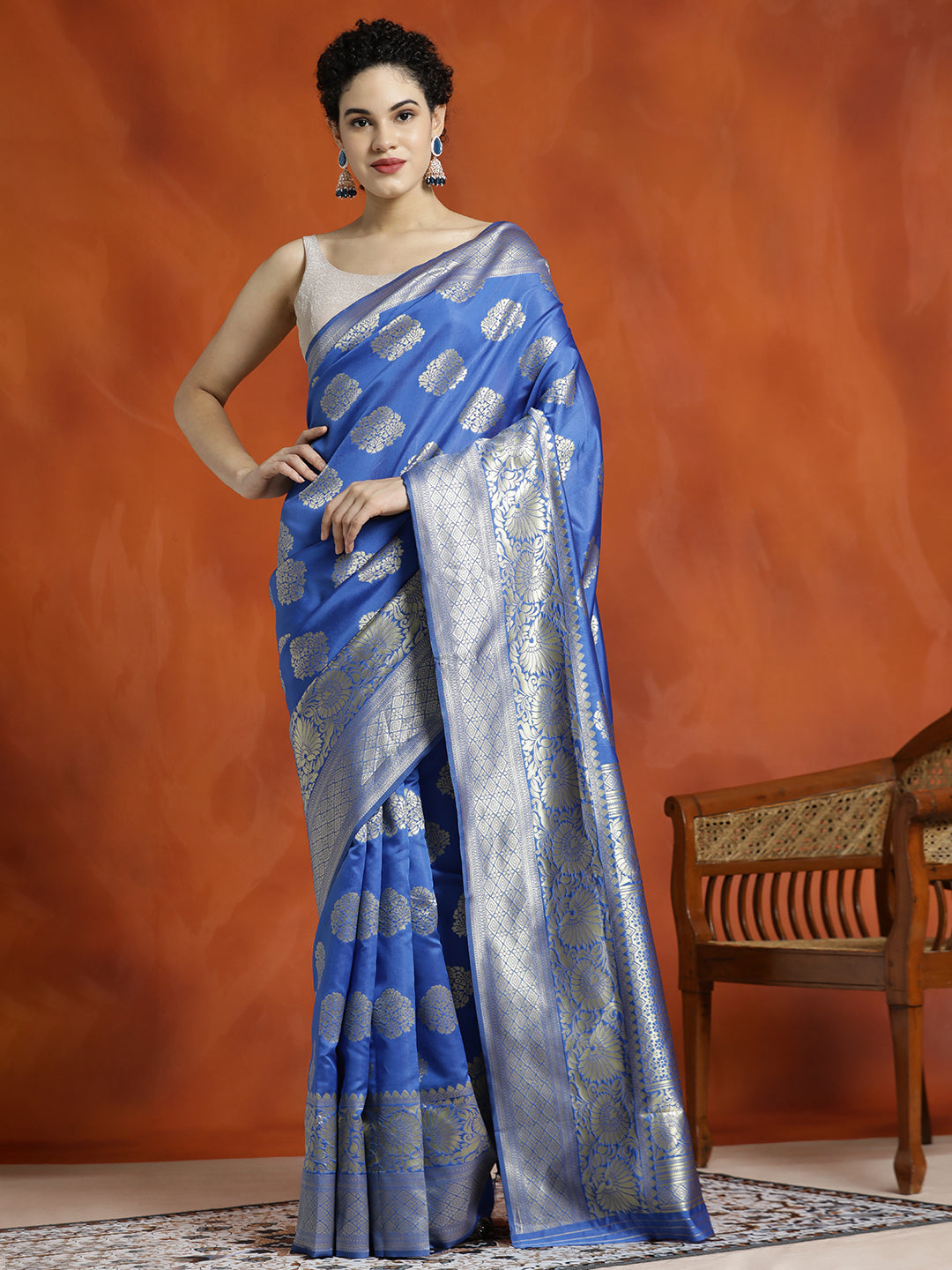 Blue Zari Woven Design Banarasi Saree