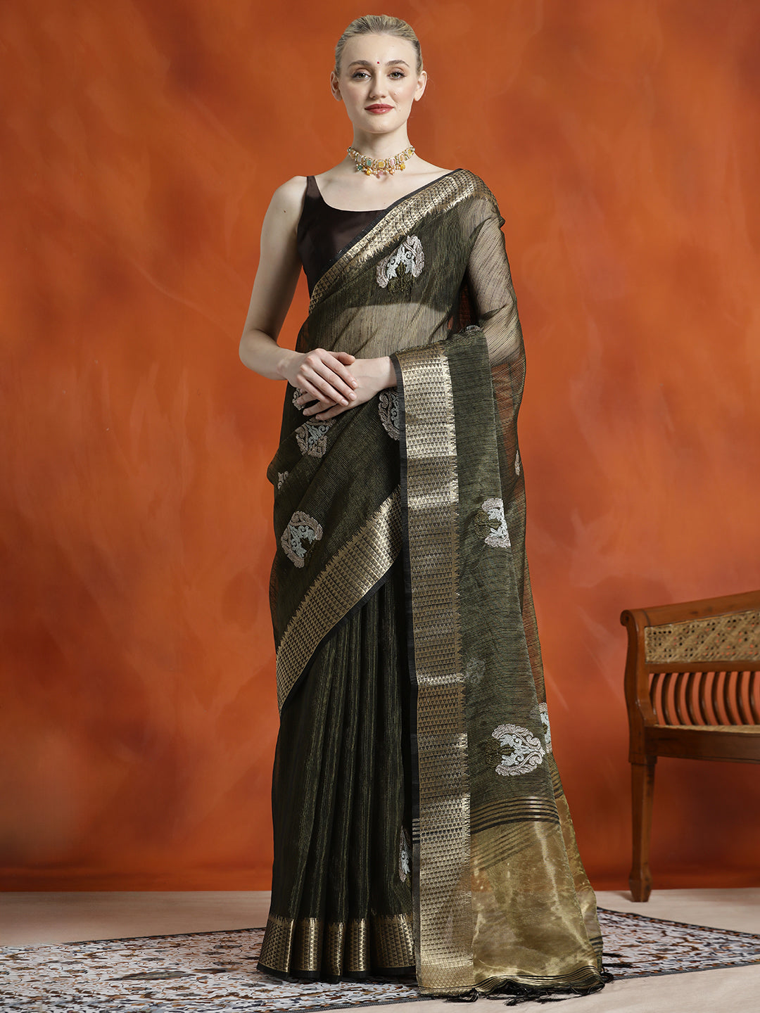 Zari Woven Party Wear Organza Saree