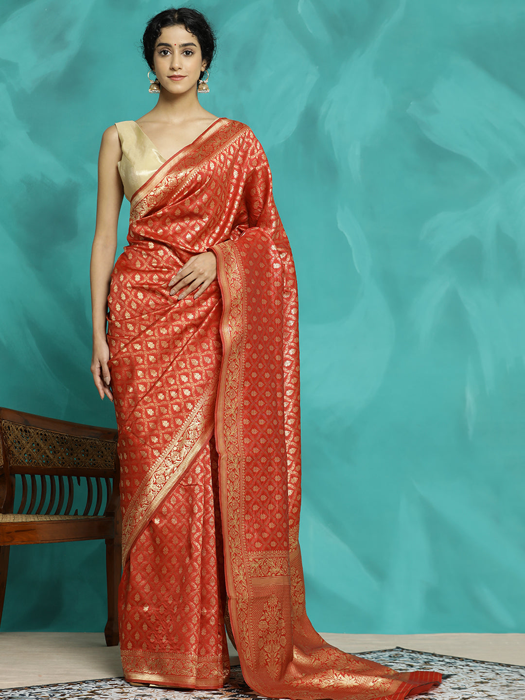 Red Silk Banarasi Zari Woven Heavy Saree