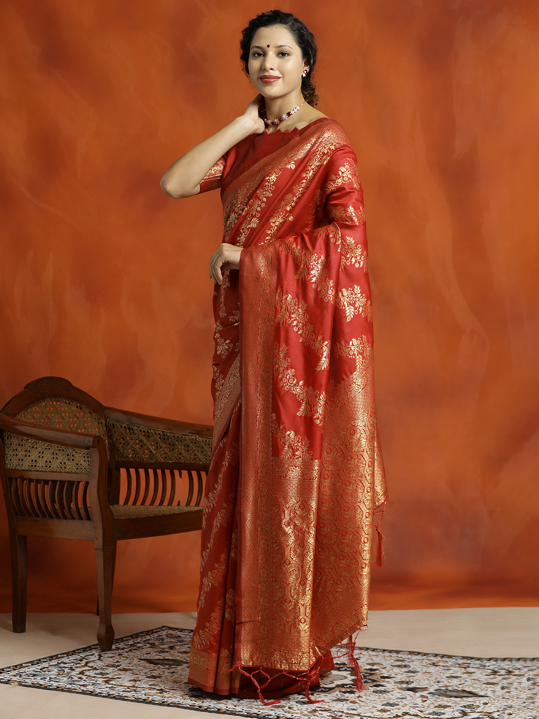 Red Silk Banarasi Zari Woven Heavy Red Saree