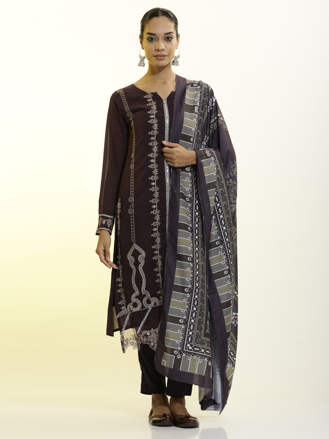 Festive Embroidered Georgette Kurta Set With Dupatta