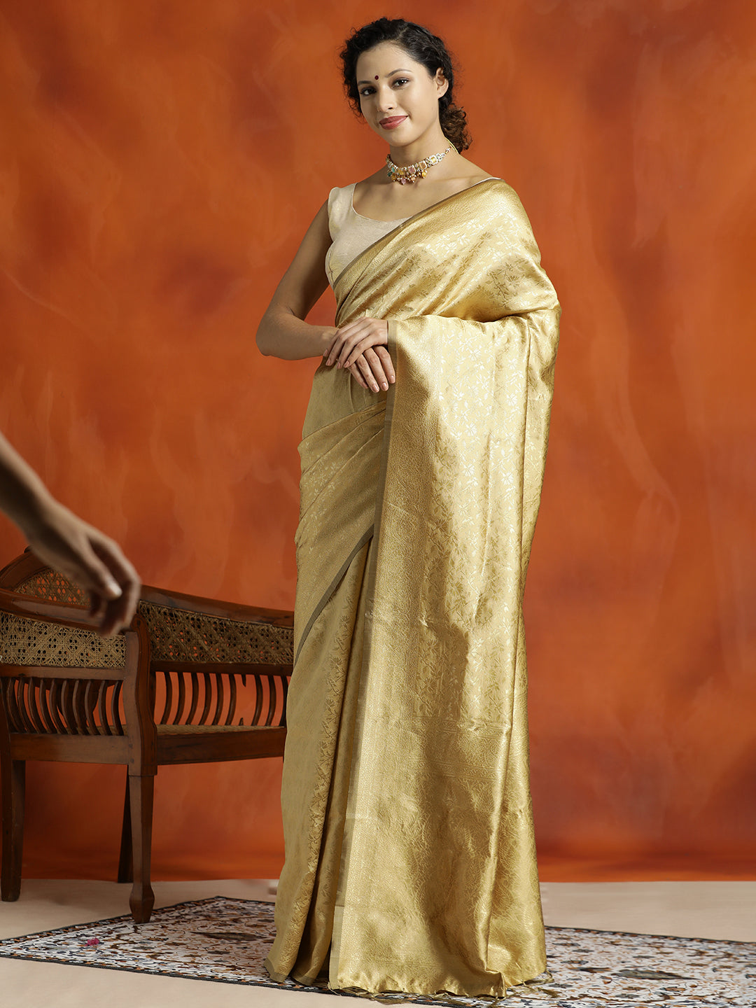 Cream Silk Banarasi Zari Woven Heavy Saree