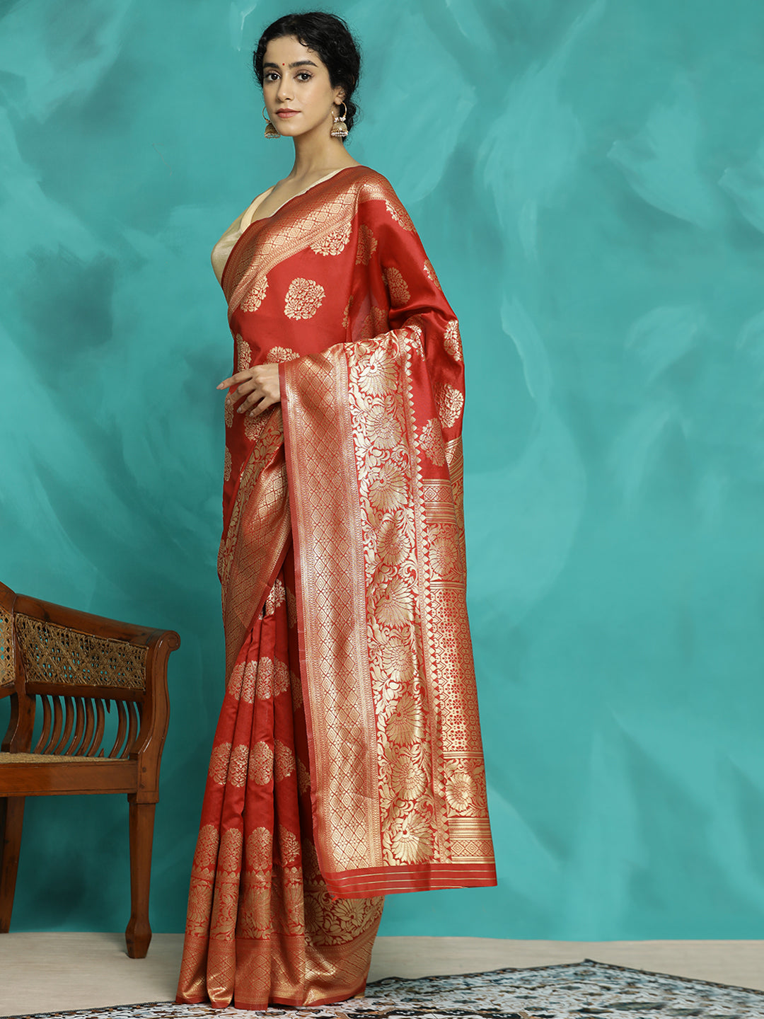 Red Zari Woven Red Banarasi Saree