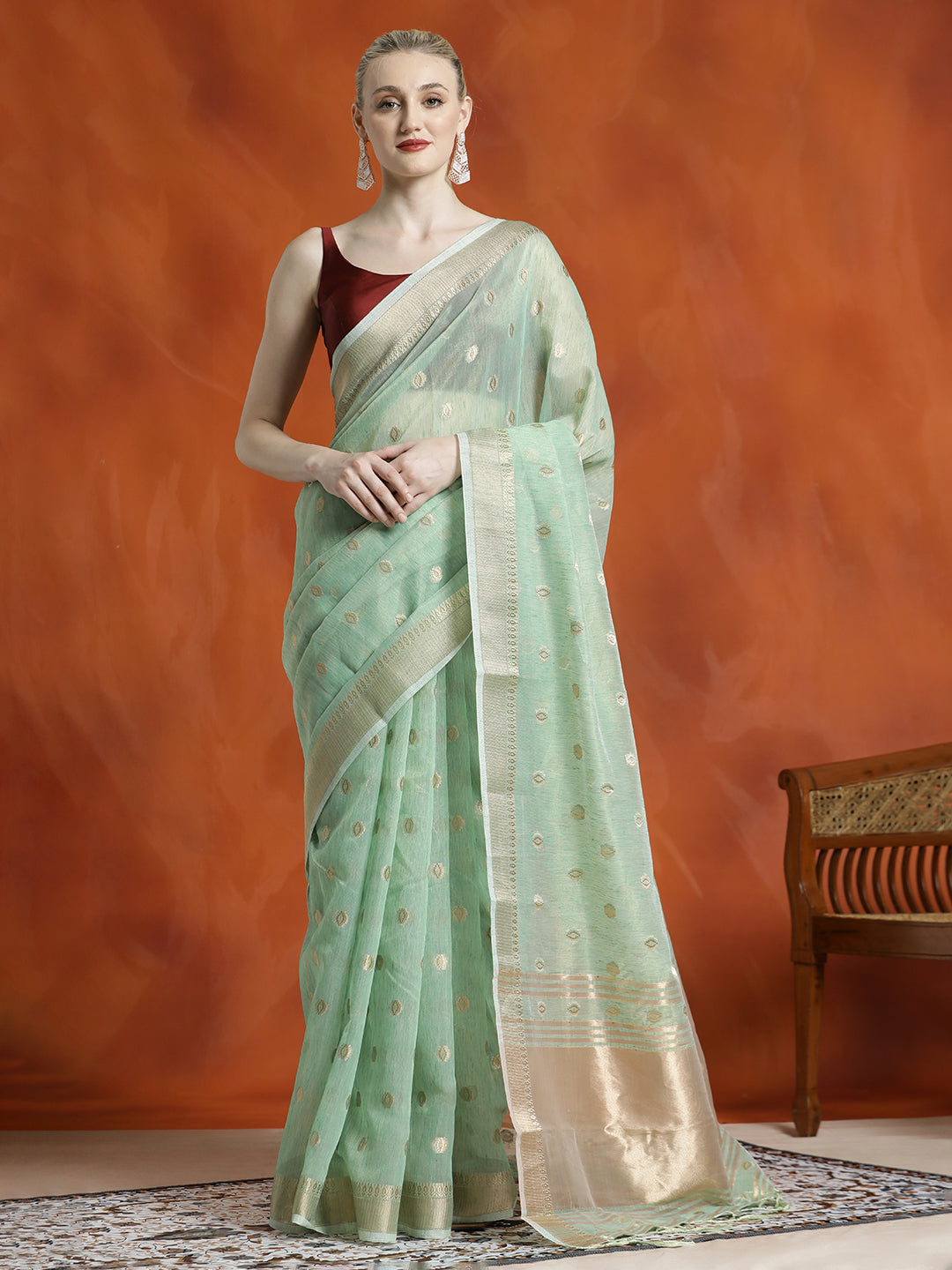 Green Zari Woven Banarasi Organza Saree