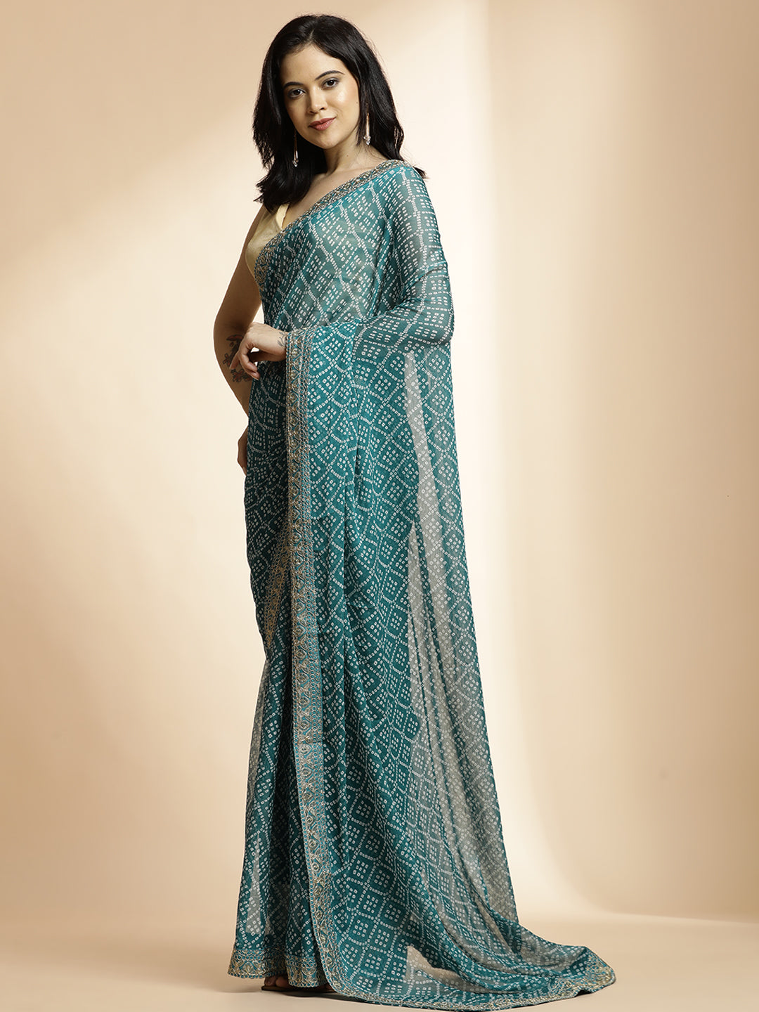 Embellished Pure Georgette Bandhani Saree