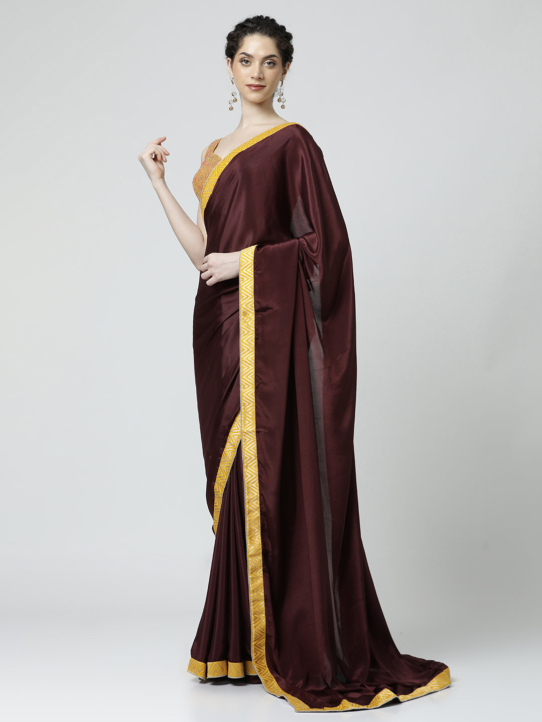 Woven Design Satin Maroon Saree