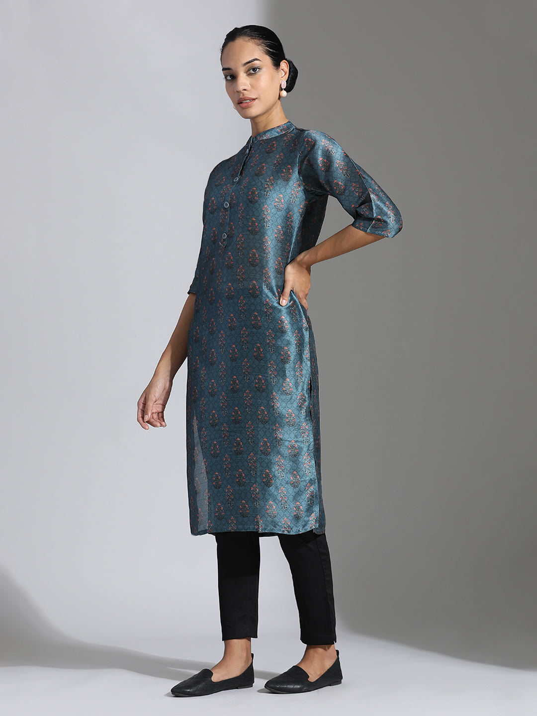 Ethnic Printed Poly Chanderi Kurta