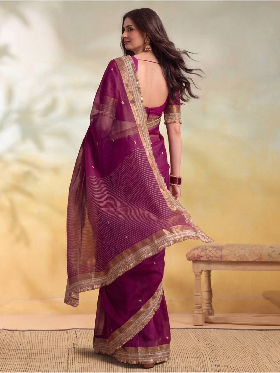 Ghungroo Saree With Unstitch Blouse