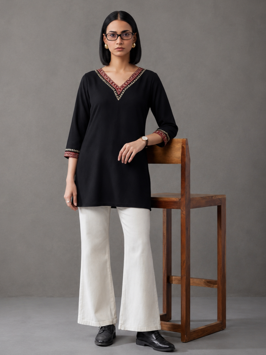 Printed Floral V-Neck Kurti