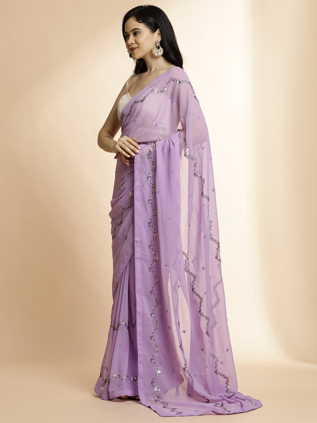 Sequin Embellished Georgette Party Wear Saree