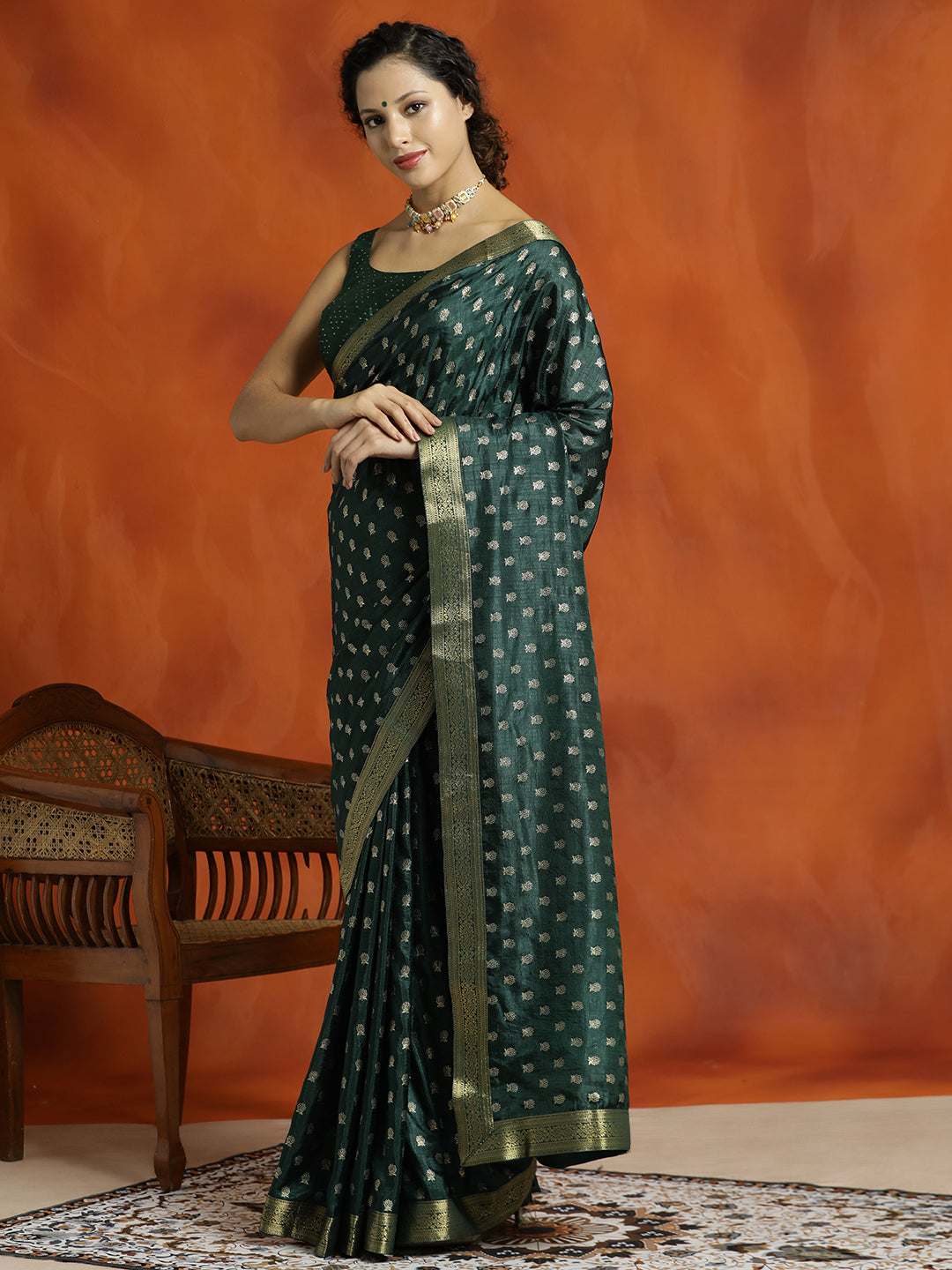 Mehandi Green Silk Banarasi Zari Woven Saree