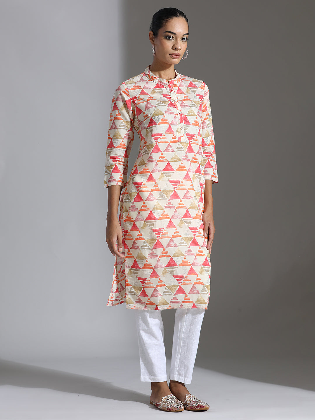 Geometric Printed Chanderi Cotton Kurta