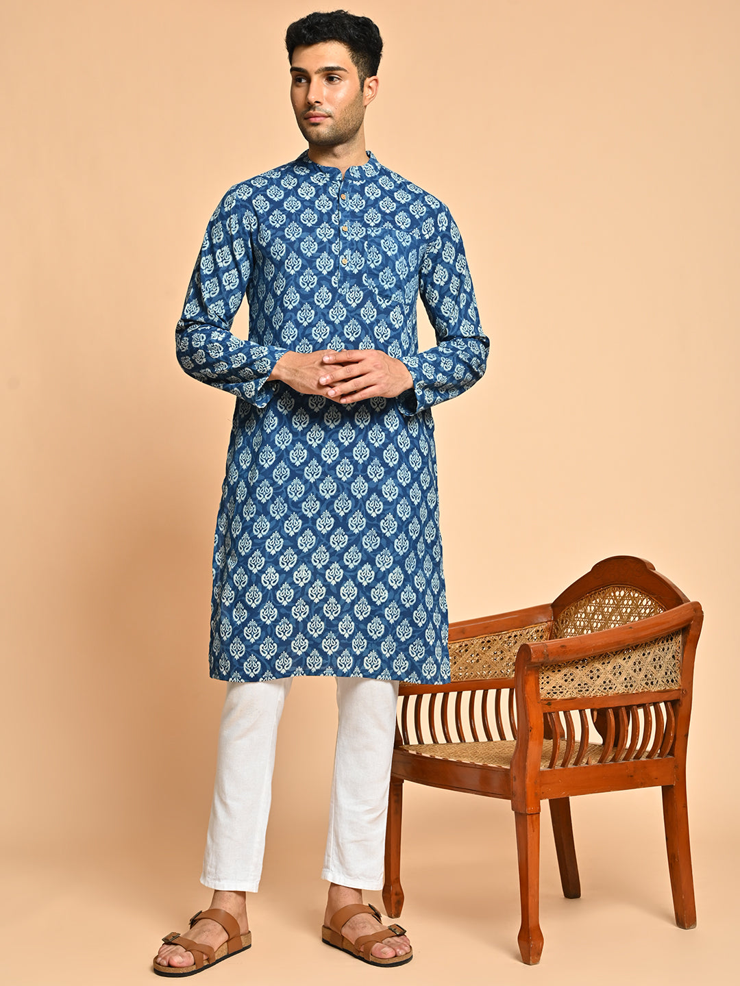 Ethnic Block Printed Cotton Short Kurta