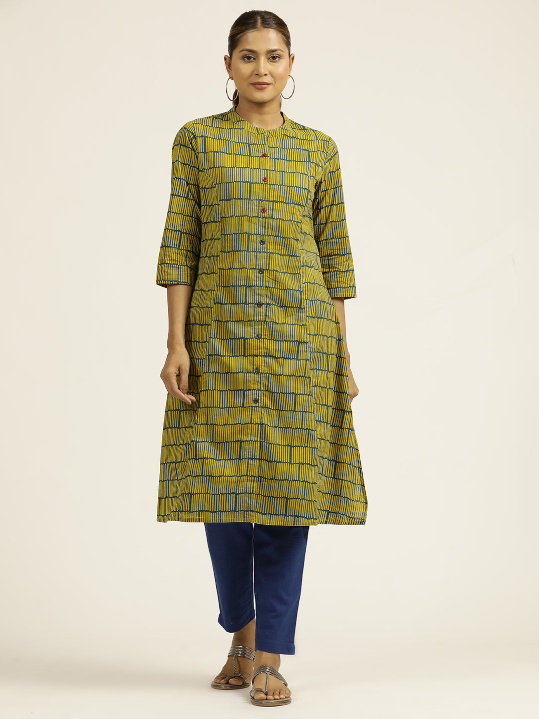 Abstract Printed Cotton A-line Kurta