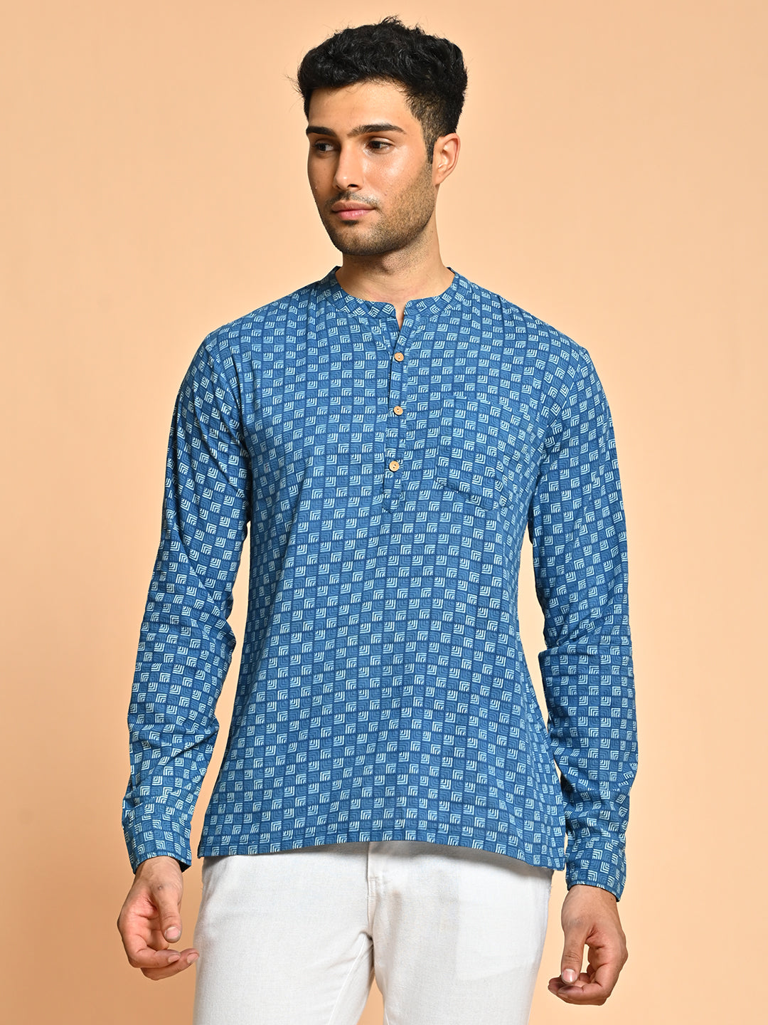 Ethnic Block Printed Festive Cotton Short Kurta