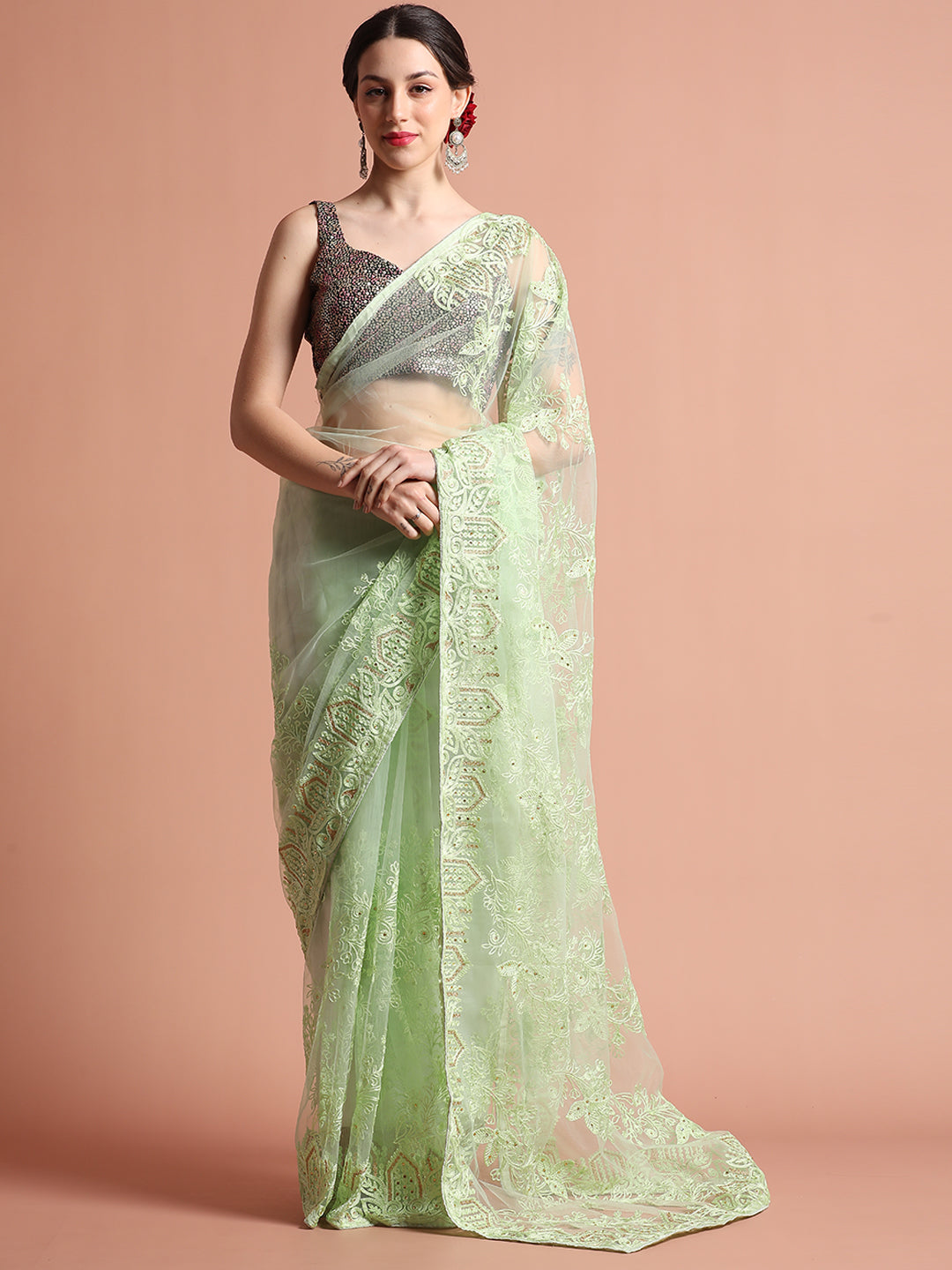 Embroidered Net Party Wear Saree