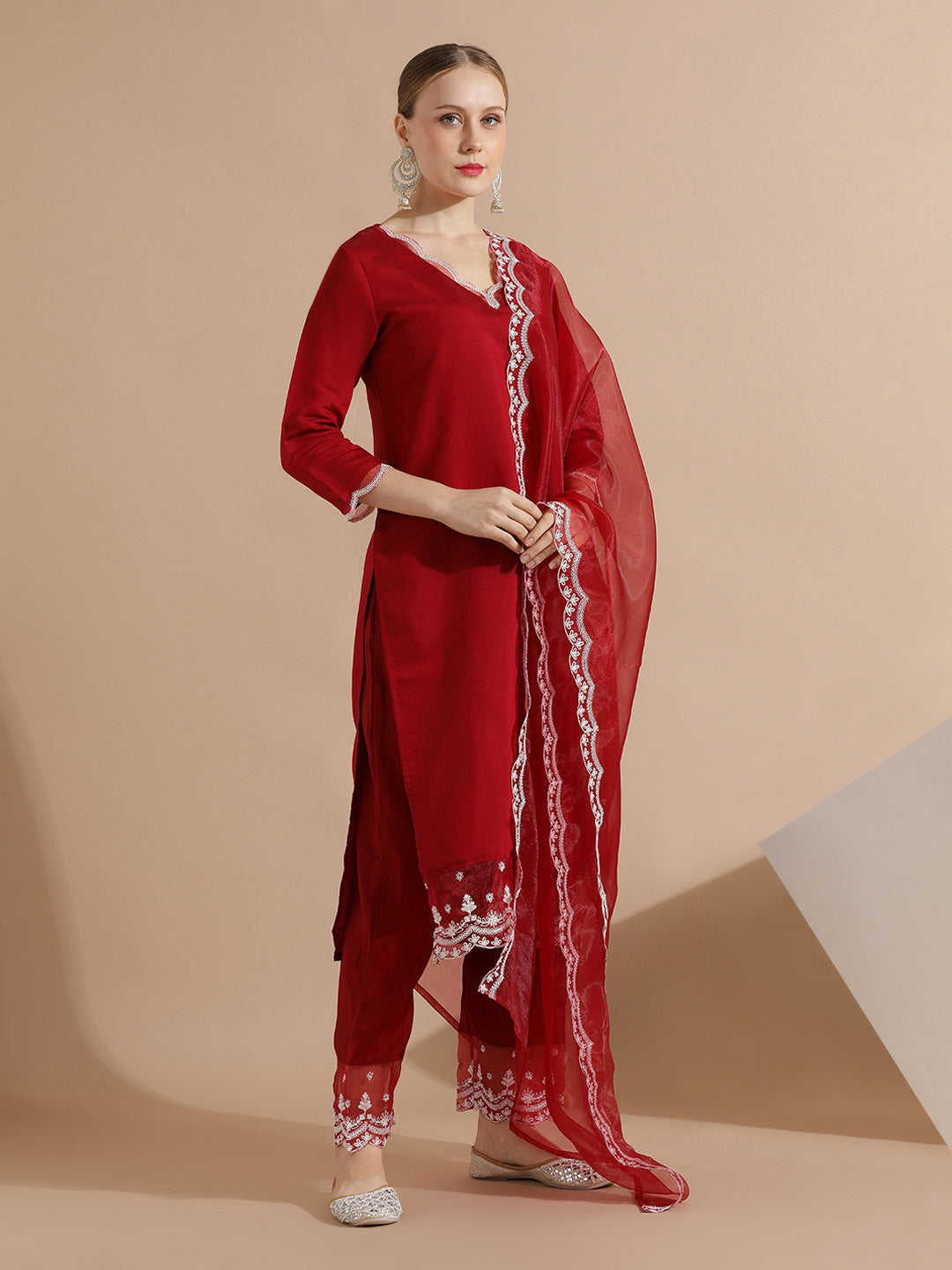 Festive Embroidered Kurta Set With Dupatta