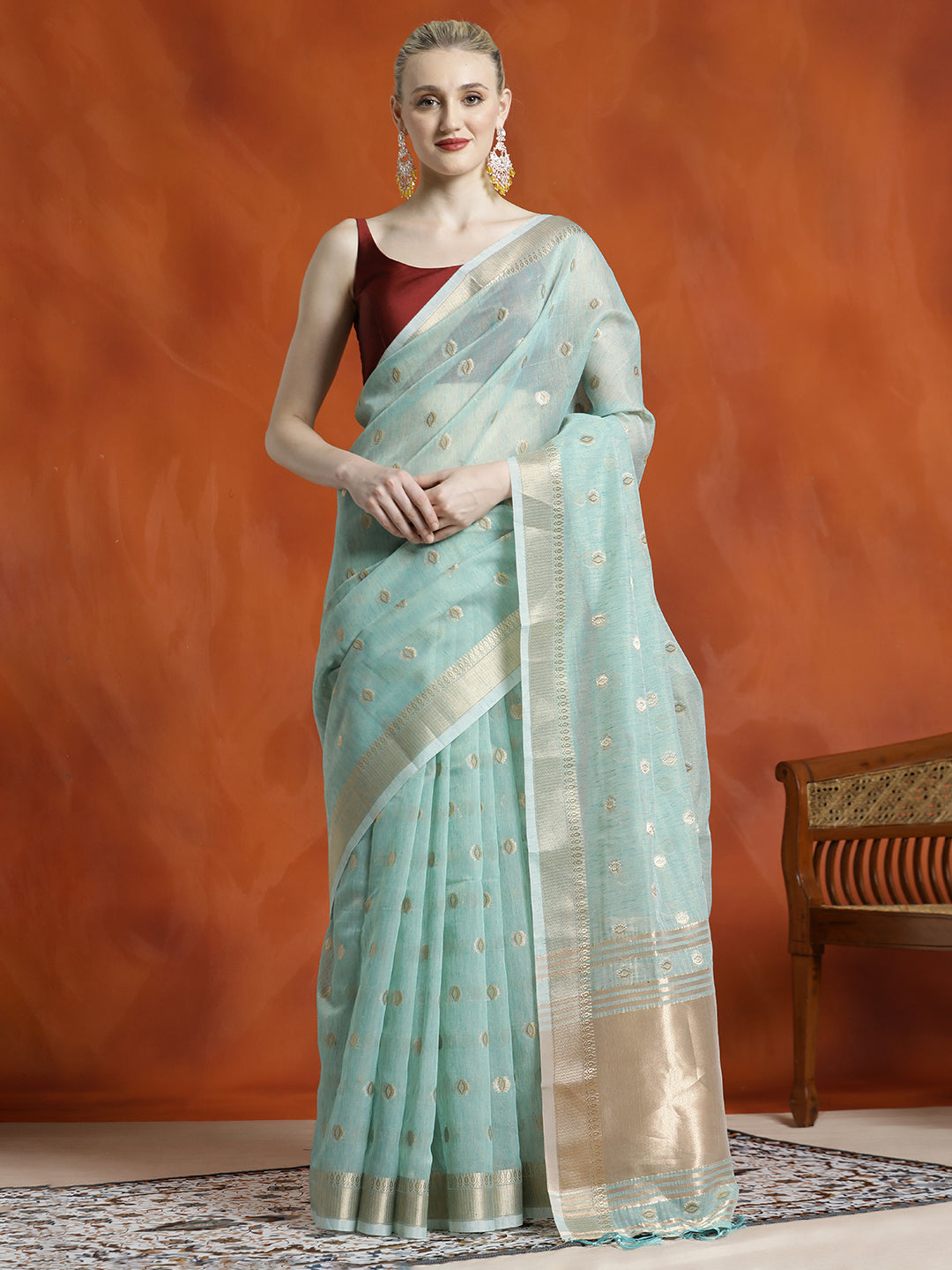 Blue Zari Woven Banarasi Organza Saree