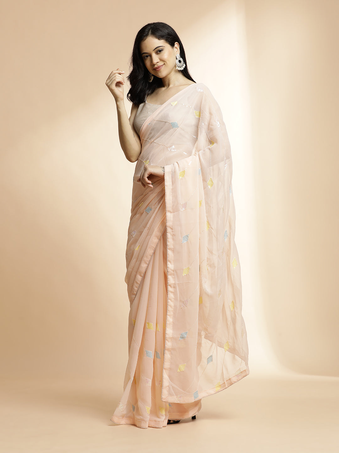 Sequin Embellished Pure Georgette Saree