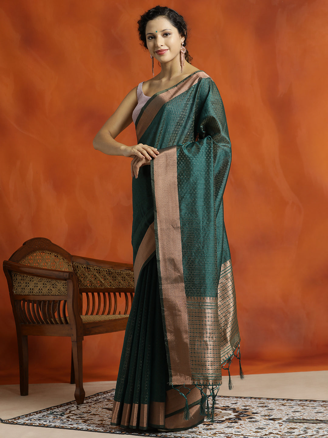 Green Zari Woven Design Banarasi Organza Saree