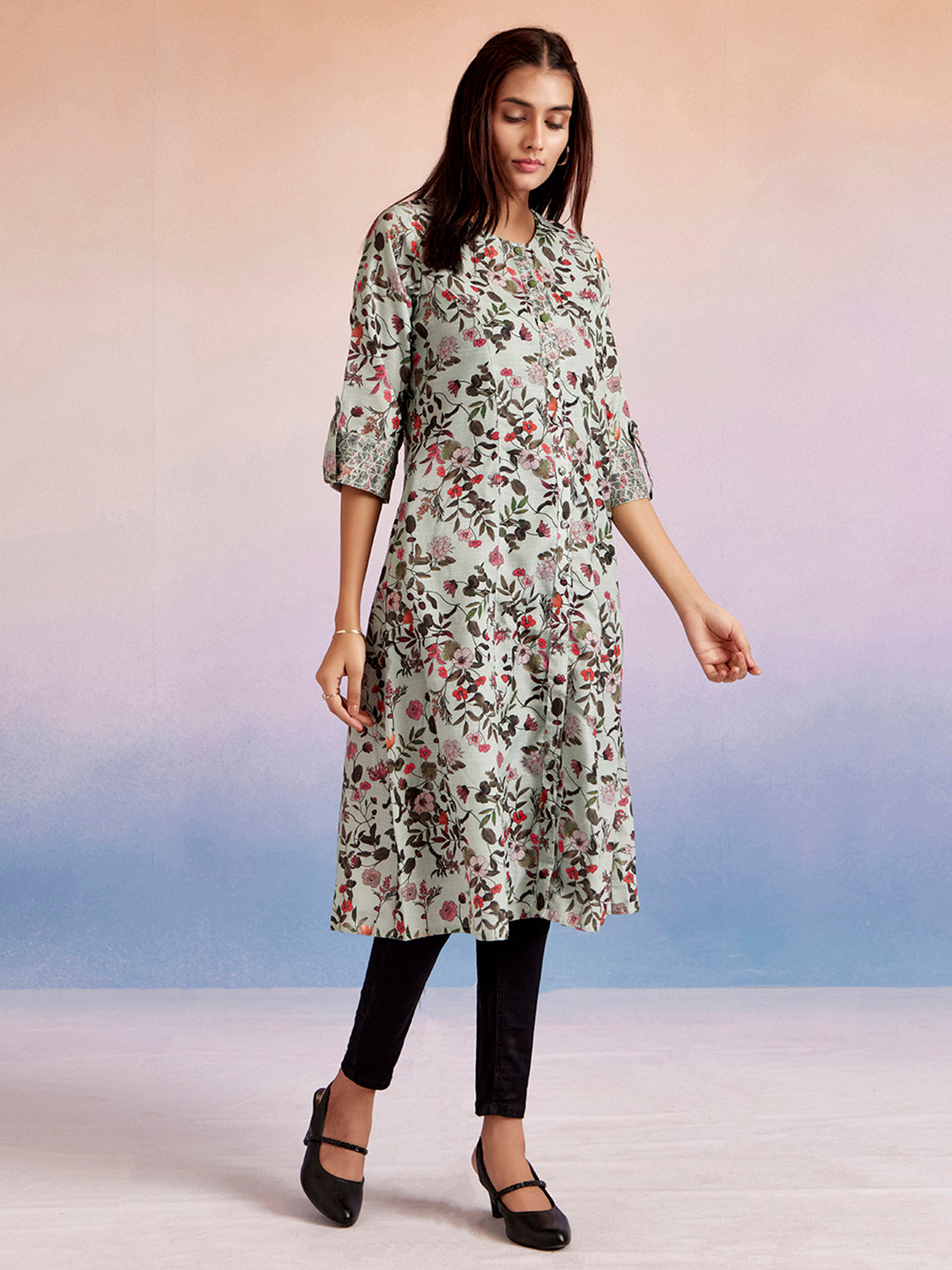 Floral Printed A-line Kurta