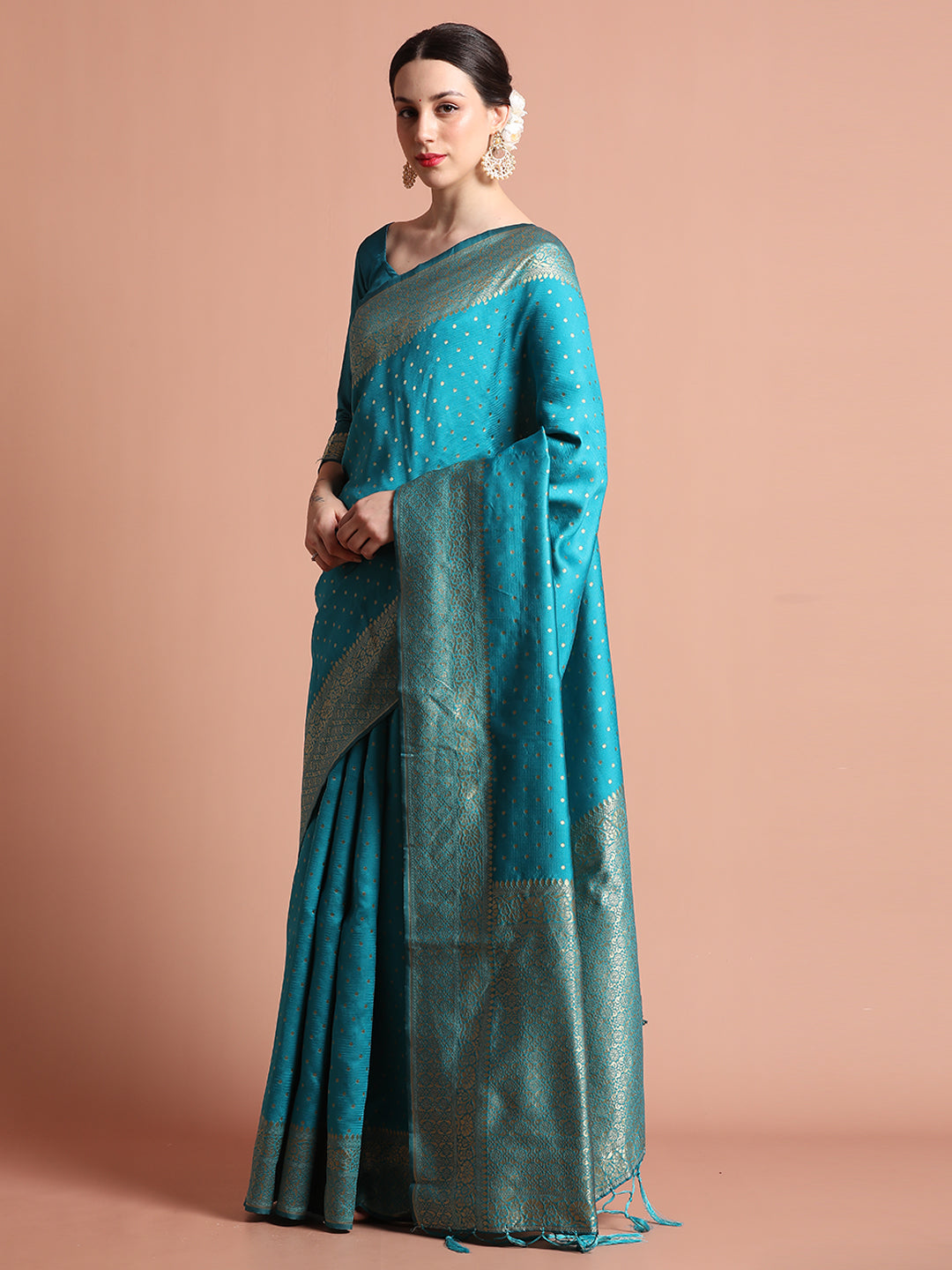 Silk Banarasi Zari Woven Sky Blue Party Wear Saree