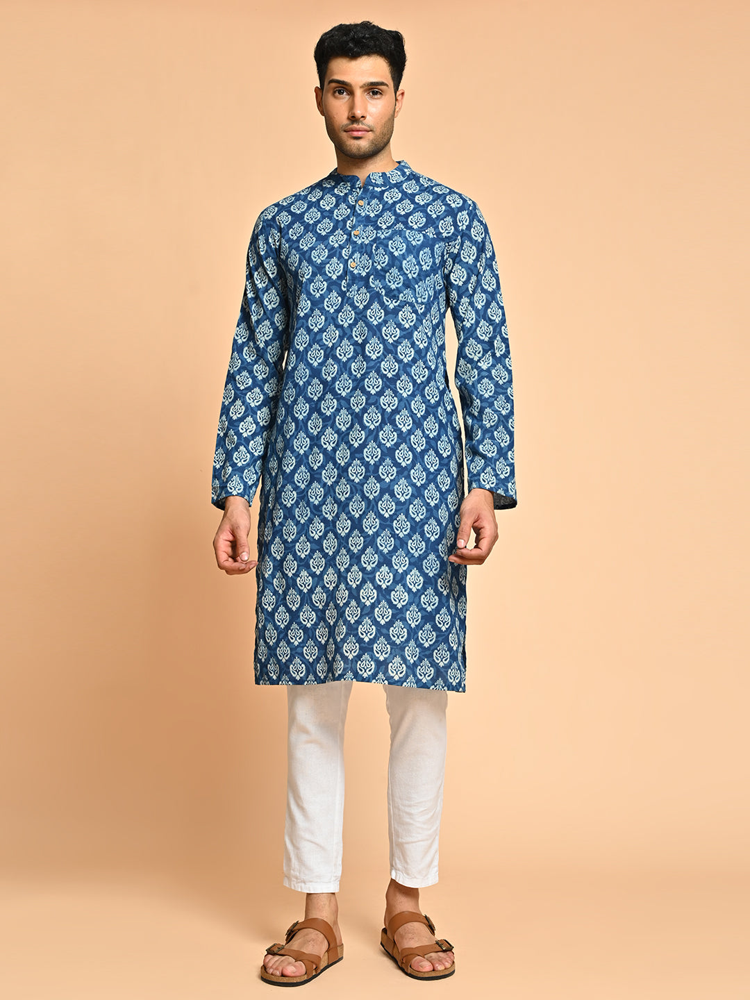 Ethnic Block Printed Cotton Short Kurta